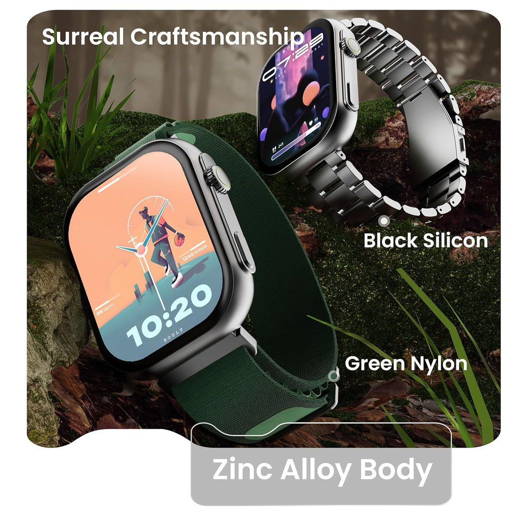 GOBOULT CrownX Smart Watch 2.0''HD Screen, Bluetooth Calling, Working Crown, Metallic Frame, 1000 Nits