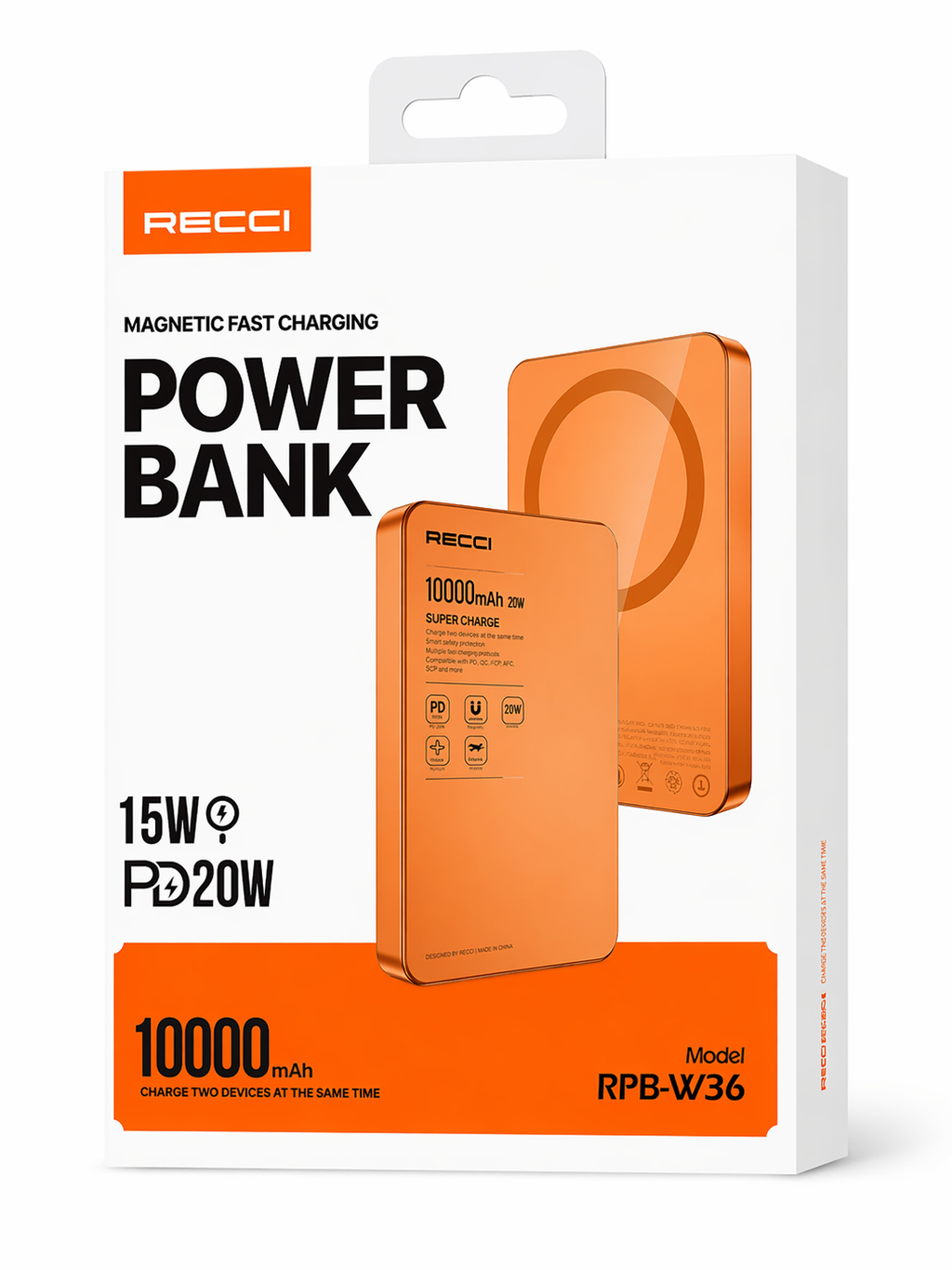 RECCI Magnetic Fast Charging Power Bank 10000mAh