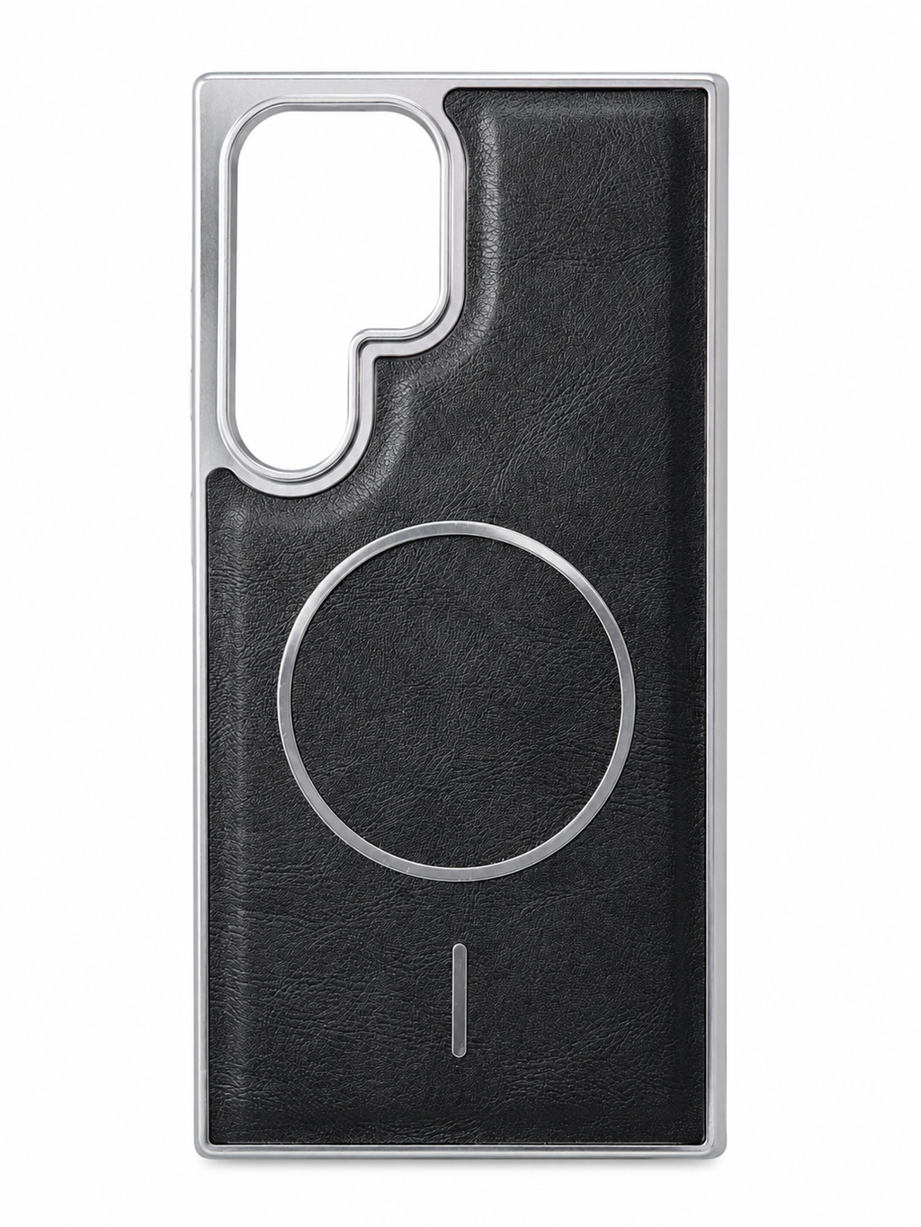 Premium Leather Finish MagSafe Case with Soft Sides & Hard Back – Black