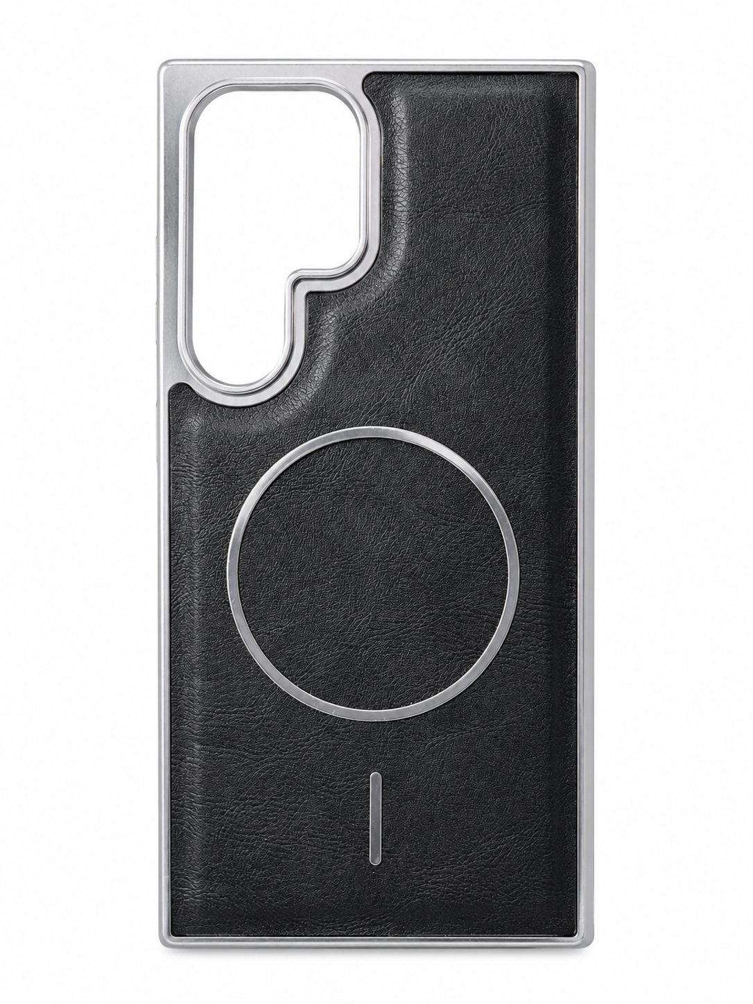 Premium Leather Finish MagSafe Case with Soft Sides & Hard Back – Black