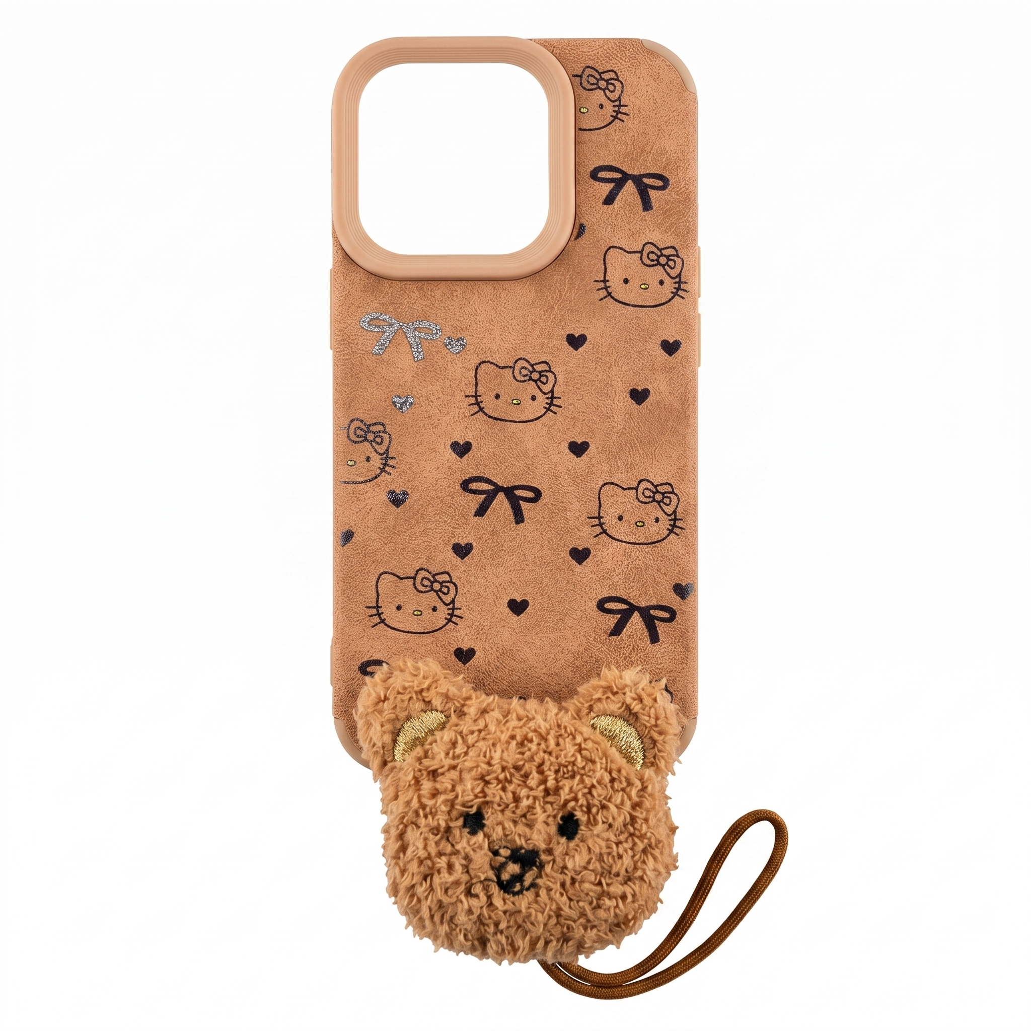 Cute Teddy Cartoon Print Back Cover (Brown)
