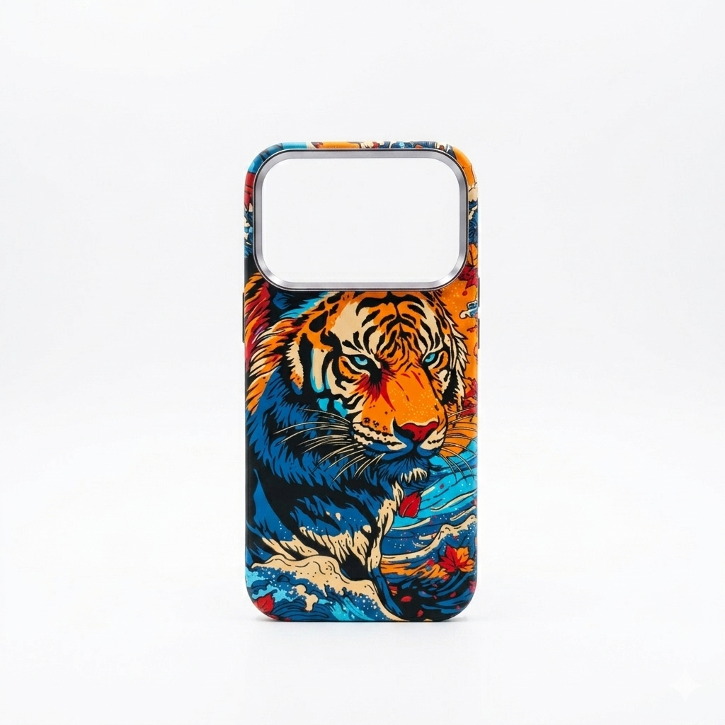 KDM Grafix Series 3D Animal Print Premium Back Cover Case with Metal Camera Ring for iPhone