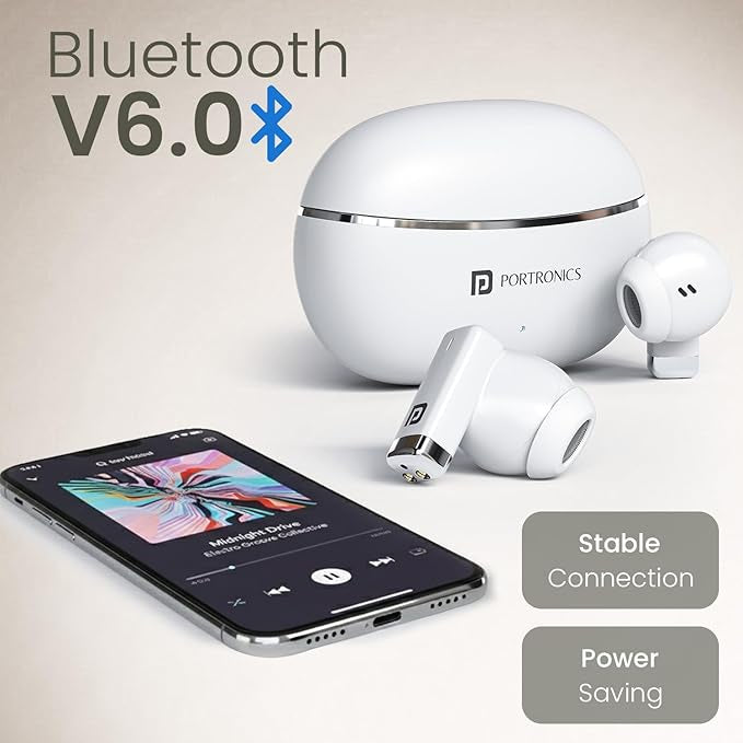Portronics Twins one in Ear Earbuds with Deep Bass, Upto 30 Hours Playtime,13mm Dynamic Driver