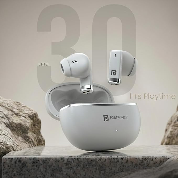 Portronics Twins one in Ear Earbuds with Deep Bass, Upto 30 Hours Playtime,13mm Dynamic Driver