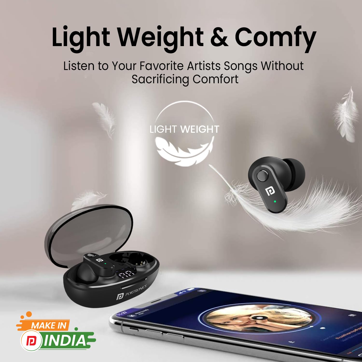 Portronics Harmonics Twins S16 in Ear Wireless TWS Earbuds with 24 Hrs Playtime