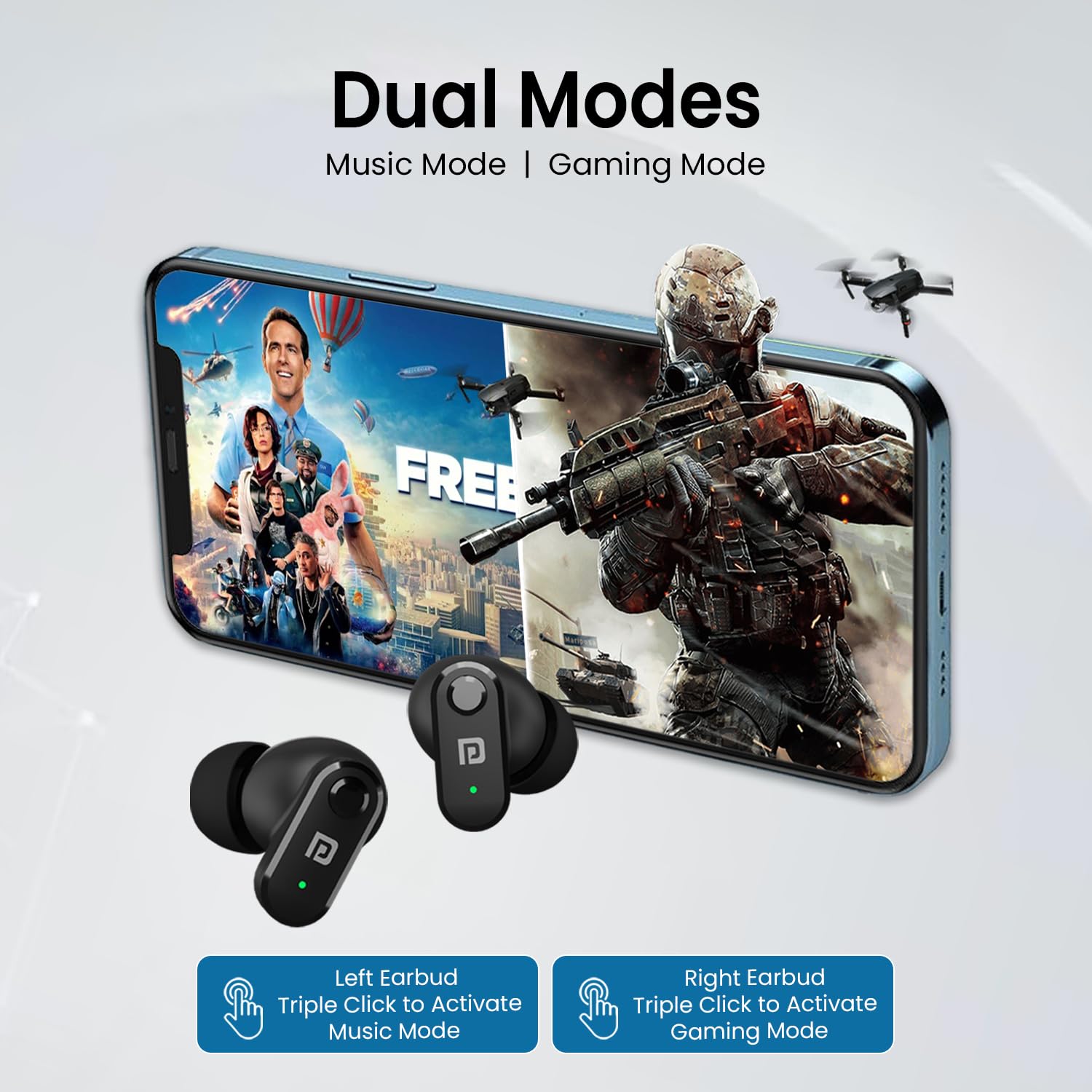 Portronics Harmonics Twins S16 in Ear Wireless TWS Earbuds with 24 Hrs Playtime