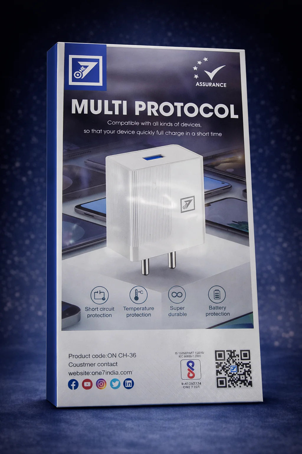 ONE7 25W Fast Charger TYPE C Multi-Protocol USB Wall Charger (Model: ON CH-36)