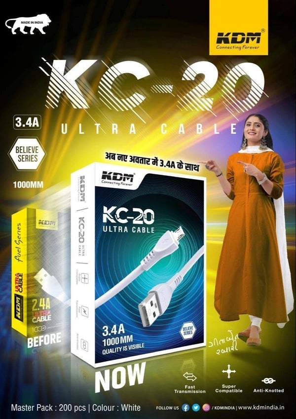 KDM Micro USB Cable 2M KC-20 Ultra