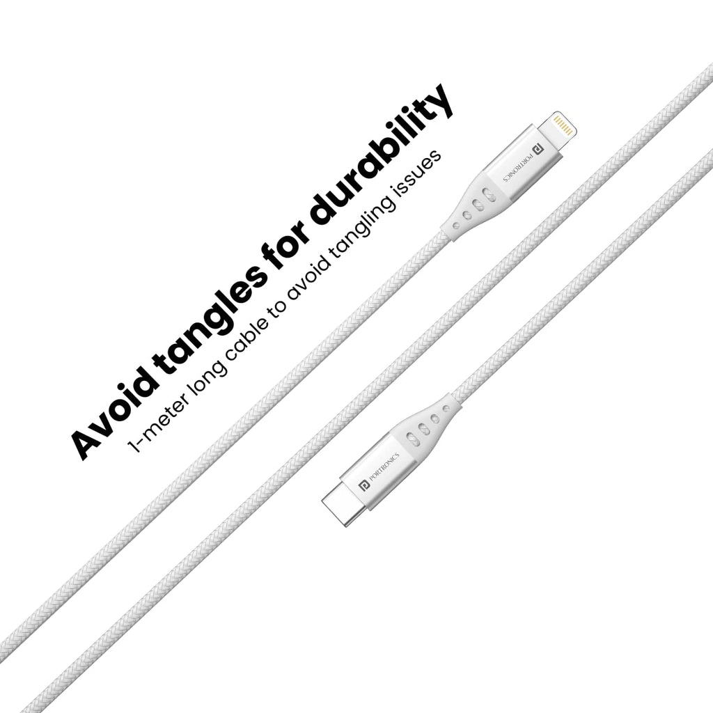 Portronics Konnect L1 20W Type C to 8 Pin Quick Charging Cable with Nylon Braided