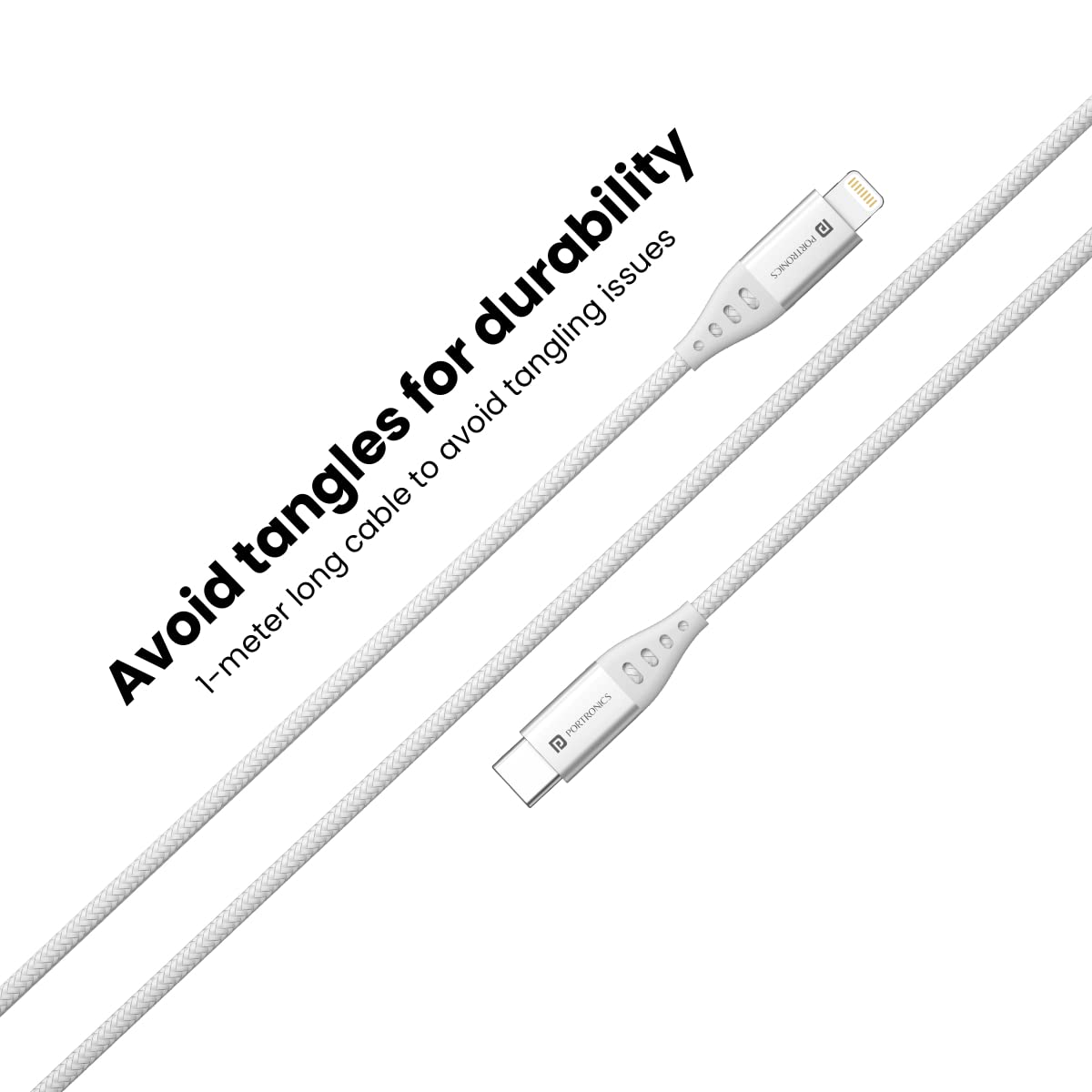 Portronics Konnect L1 20W Type C to 8 Pin Quick Charging Cable with Nylon Braided