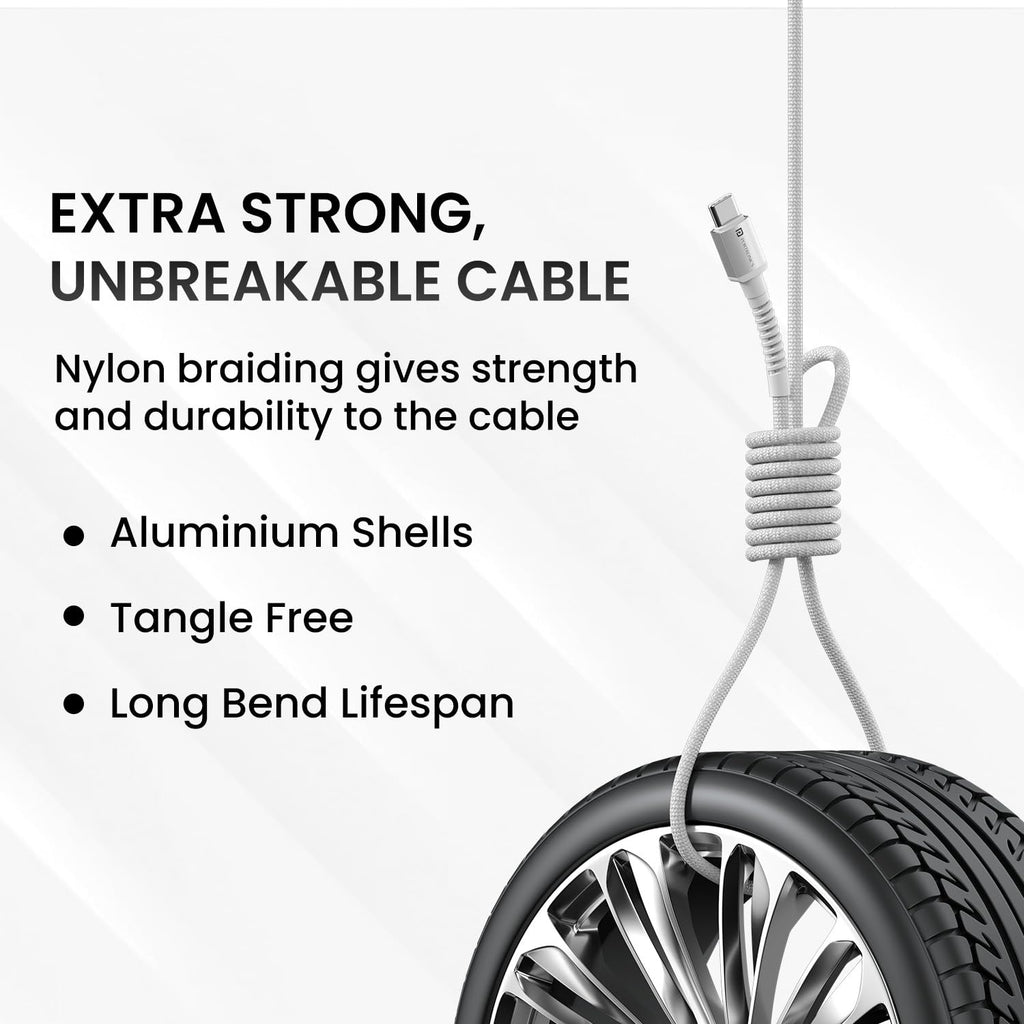 Portronics Konnect X 60W Type C to Type C Unbreakable Nylon Braided Cable