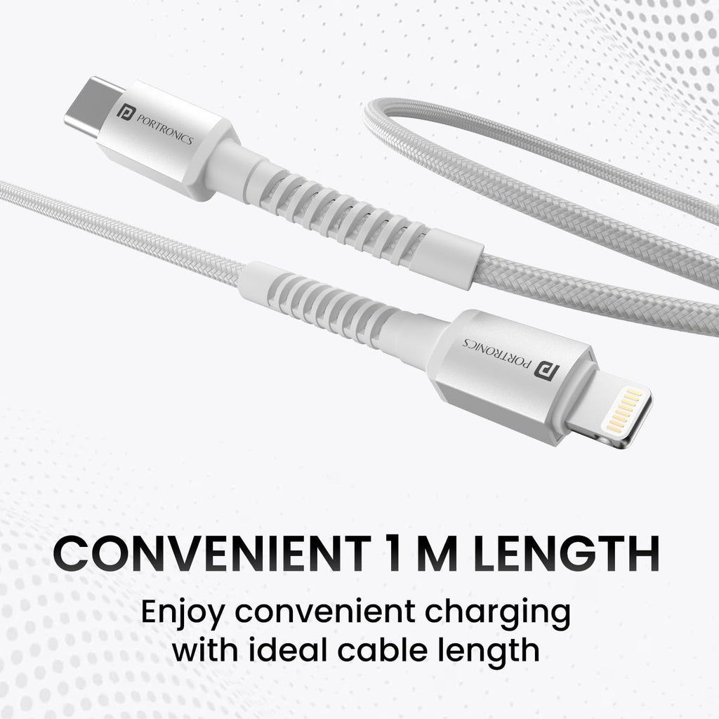 Portronics Konnect X Type C to 8-Pin 27W Fast Charging Cable