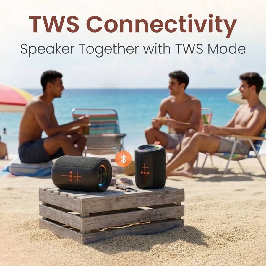Portronics SONO 10W Portable Bluetooth Speaker with HD Sound, Passive Radiator Bass, RGB LED Lights, TWS Mode, Bluetooth 5.4