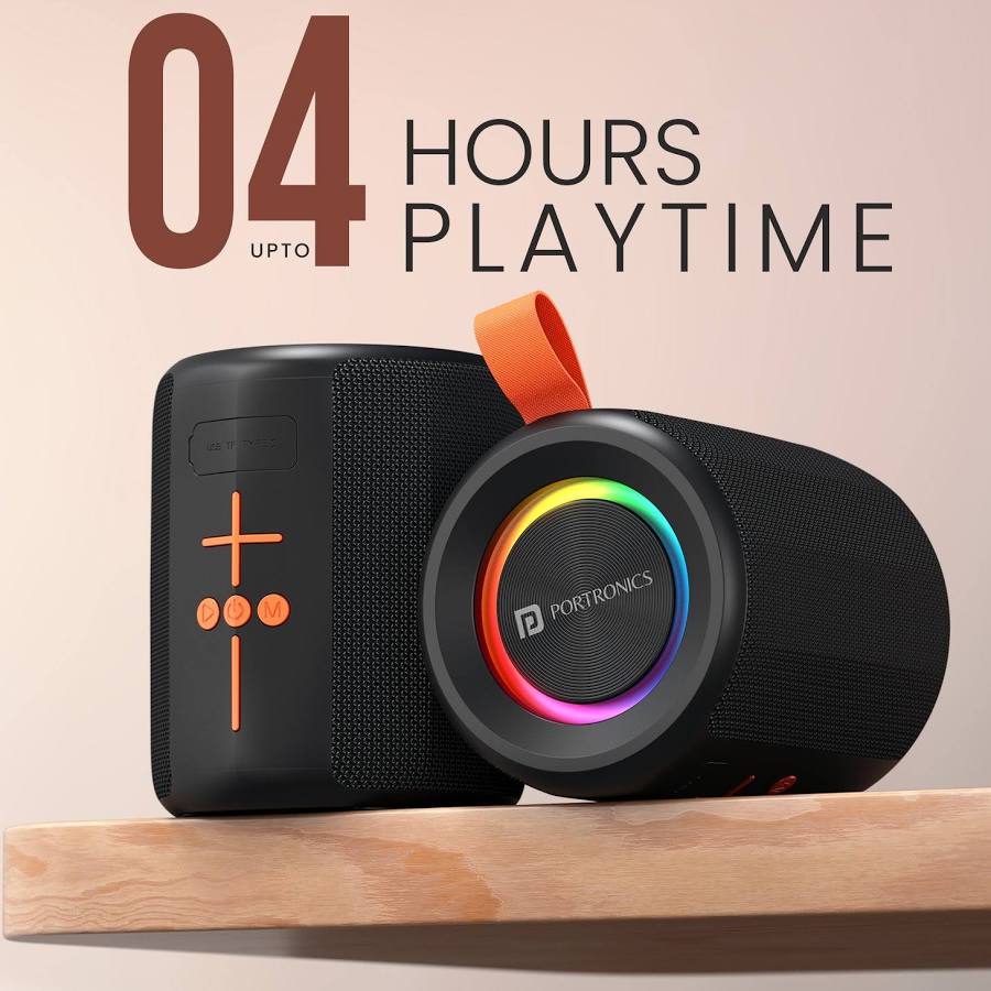 Portronics SONO 10W Portable Bluetooth Speaker with HD Sound, Passive Radiator Bass, RGB LED Lights, TWS Mode, Bluetooth 5.4