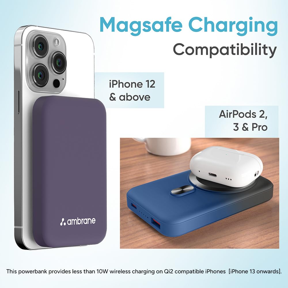 Ambrane Magsafe Wireless 10000Mah Fast Charging USB