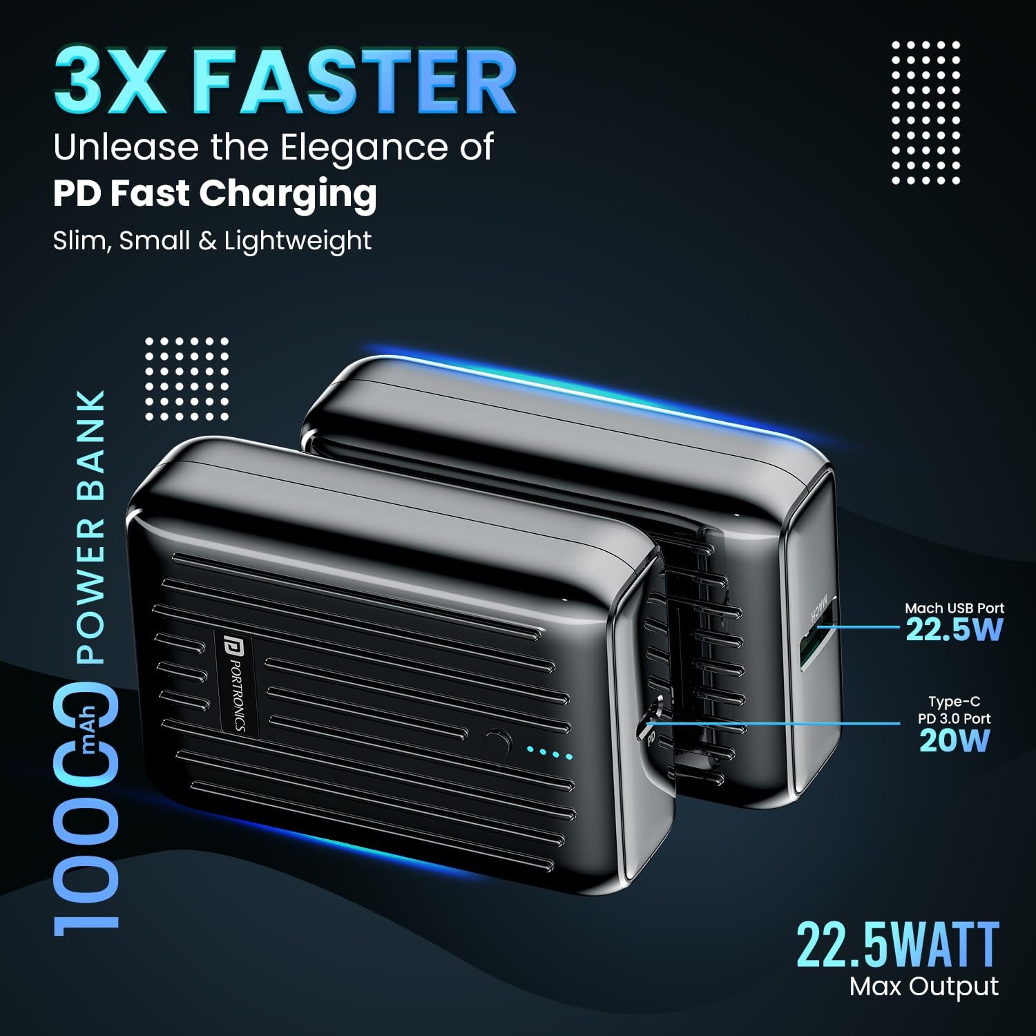 Portronics Zapcell 10k 10000mAh 22.5W Pocket Size
