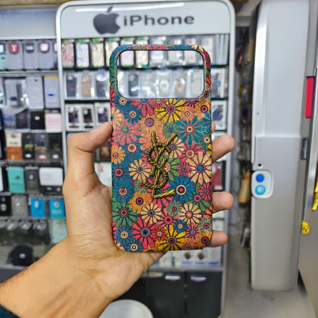 Luxury Floral 3D Metal Logo Designer Case