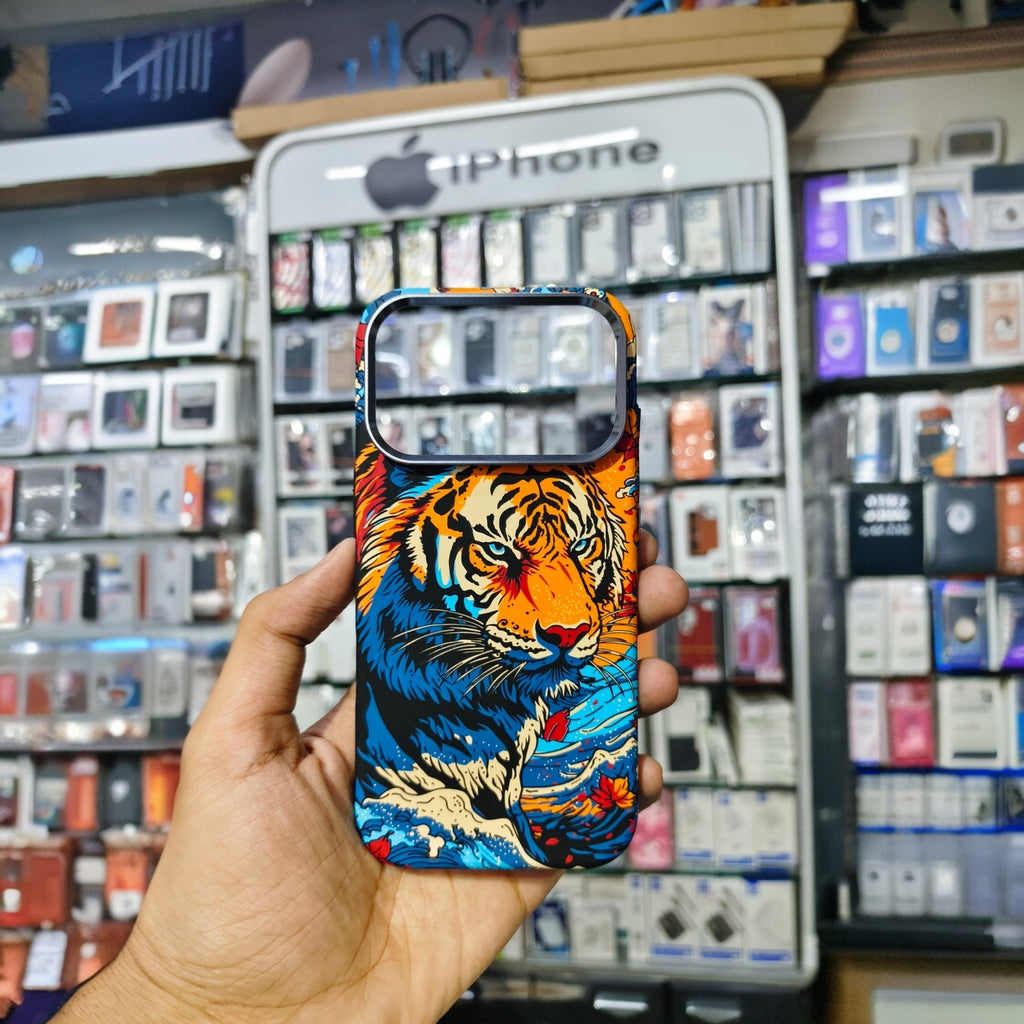 KDM Grafix Series 3D Animal Print Premium Back Cover Case with Metal Camera Ring for iPhone