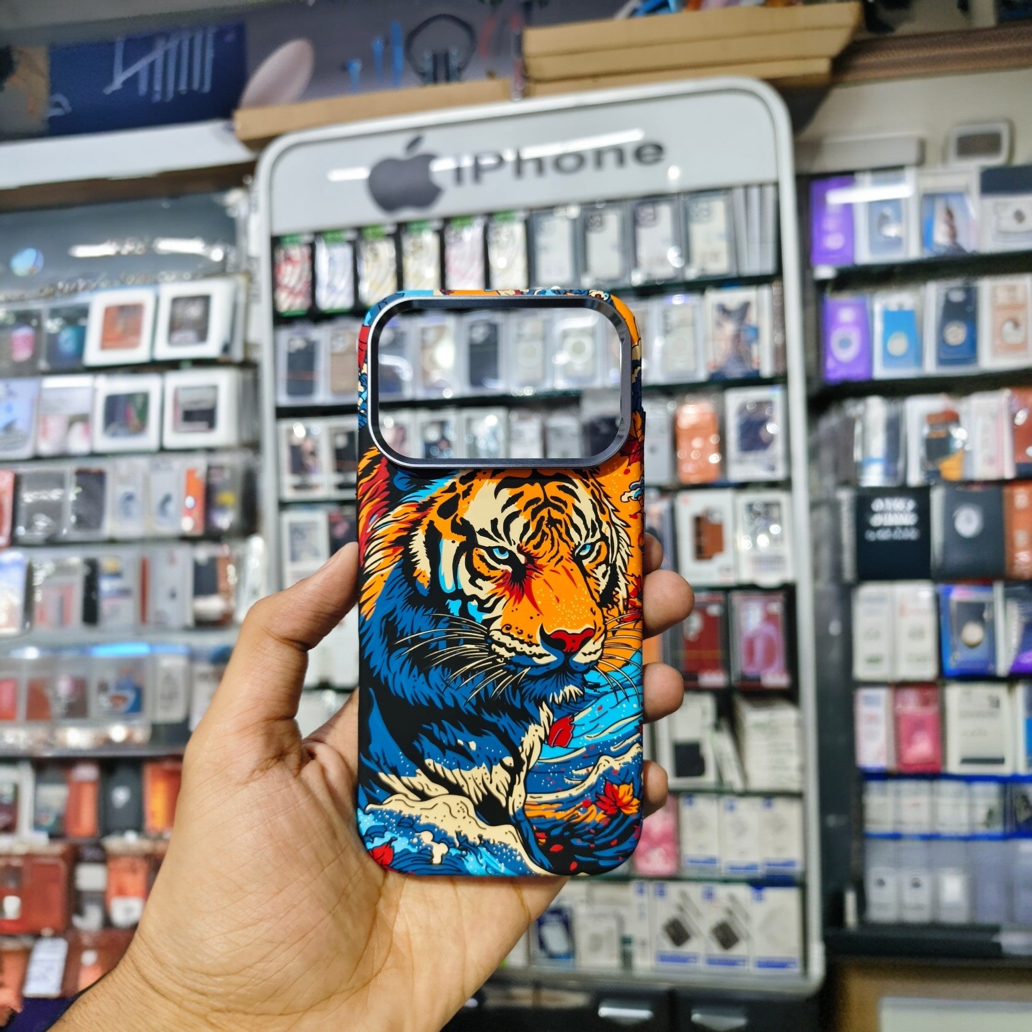 KDM Grafix Series 3D Animal Print Premium Back Cover Case with Metal Camera Ring for iPhone