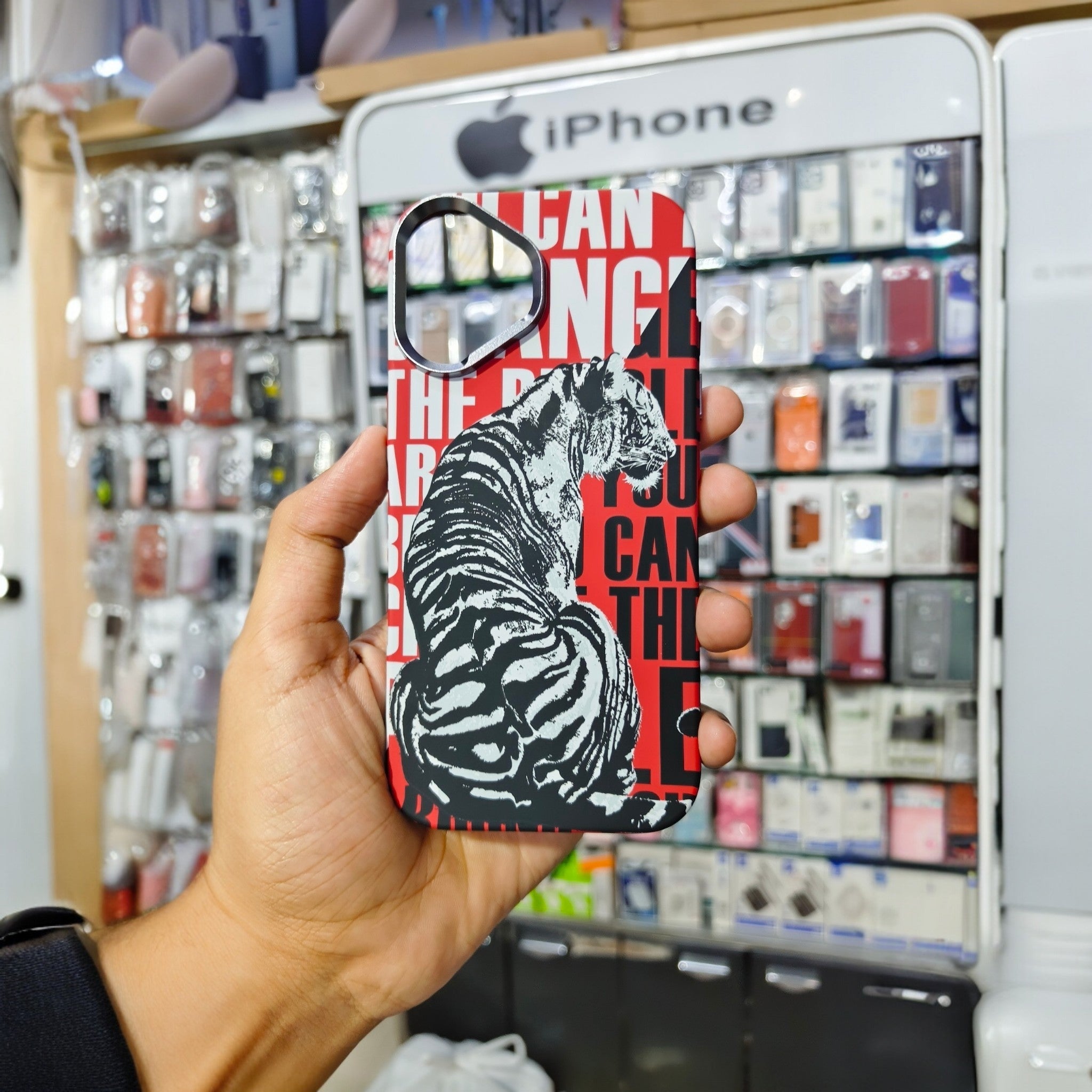 KDM Grafix Series 3D Animal Print Premium Back Cover Case with Metal Camera Ring for iPhone