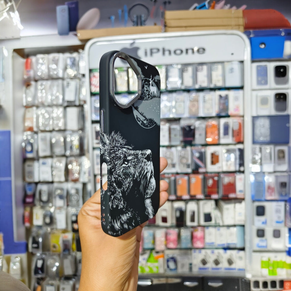 KDM Grafix Series 3D Animal Print Premium Back Cover Case with Metal Camera Ring for iPhone