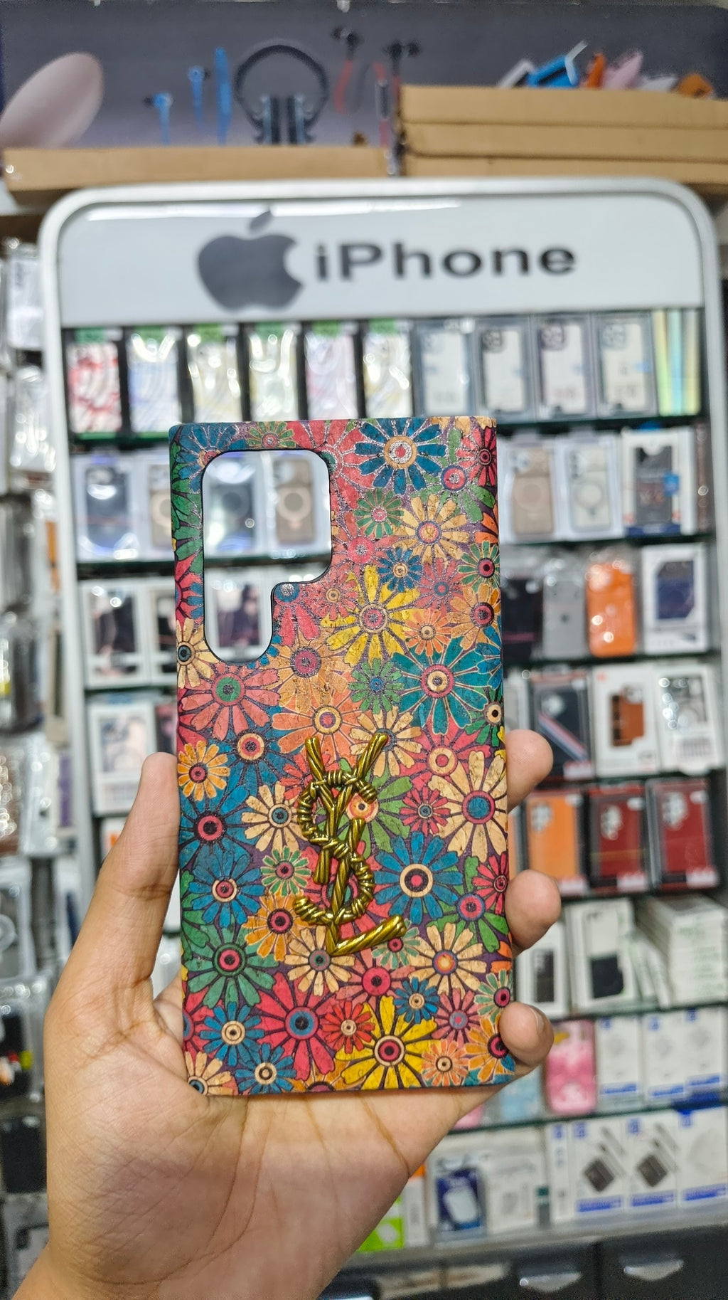 Luxury Floral 3D Metal Logo Designer Case