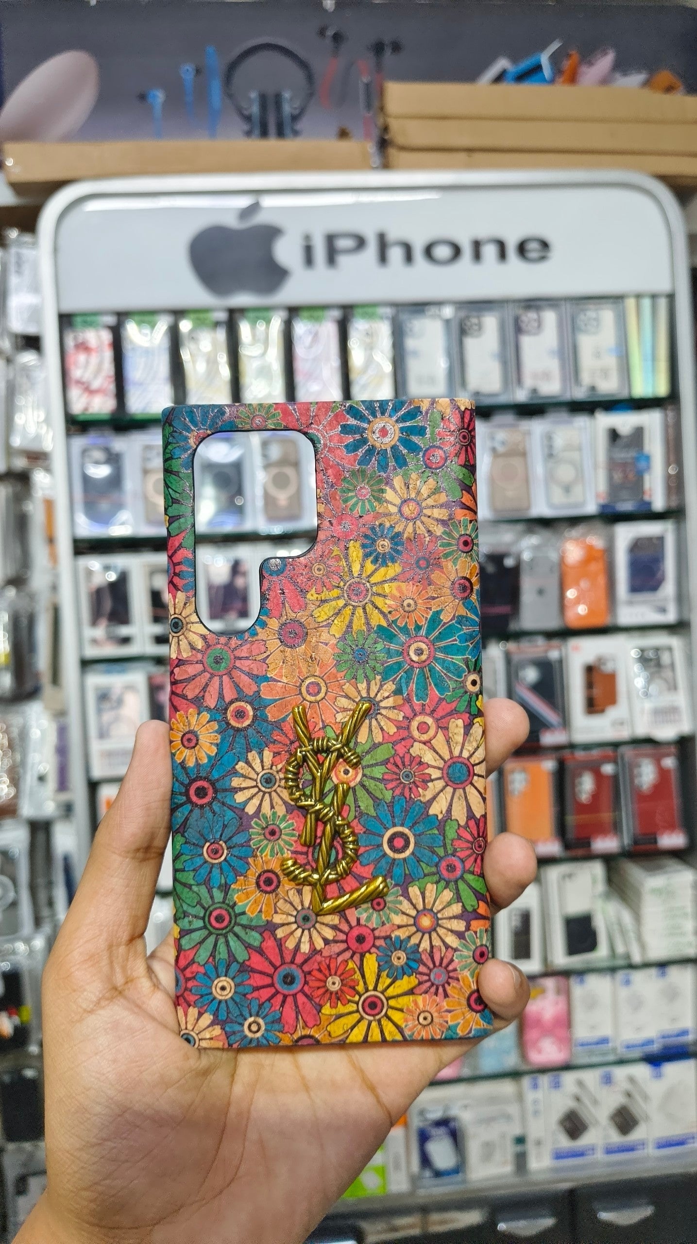 Luxury Floral 3D Metal Logo Designer Case