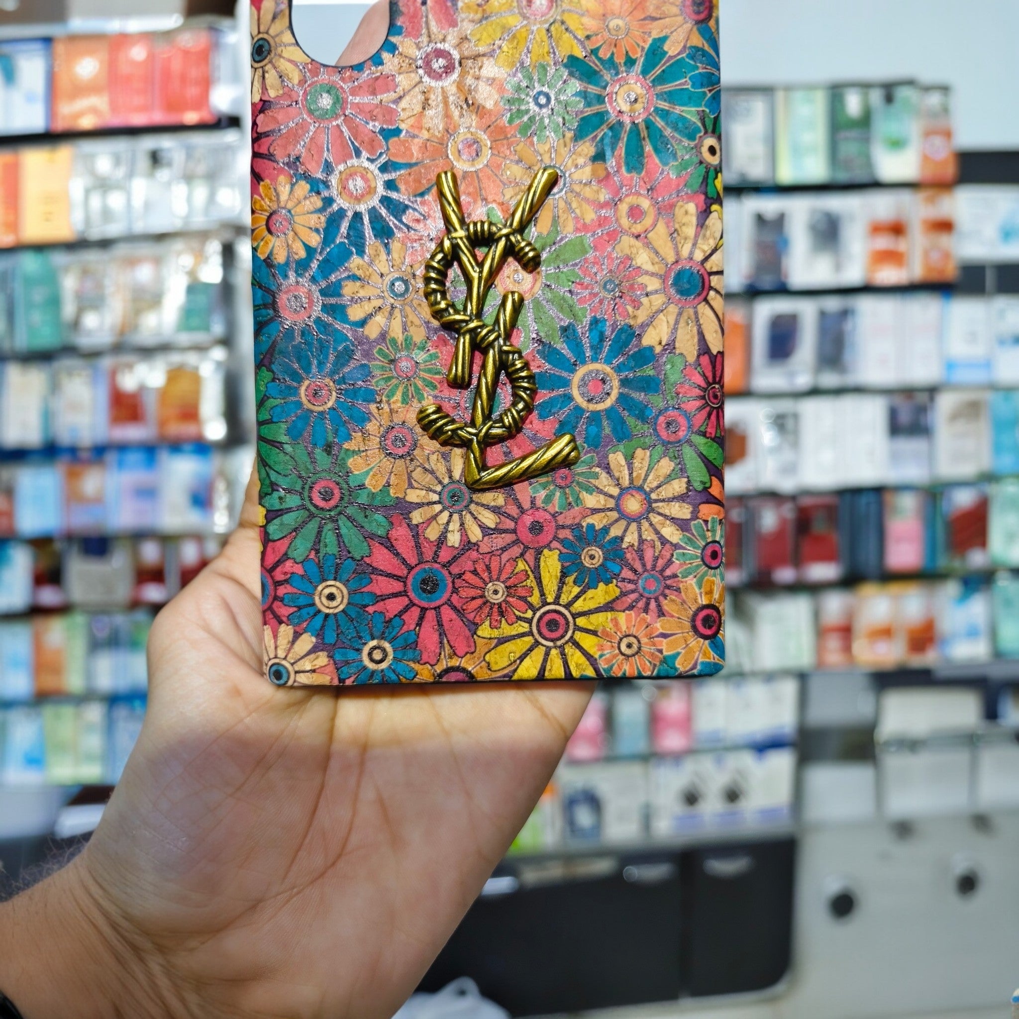 Luxury Floral 3D Metal Logo Designer Case