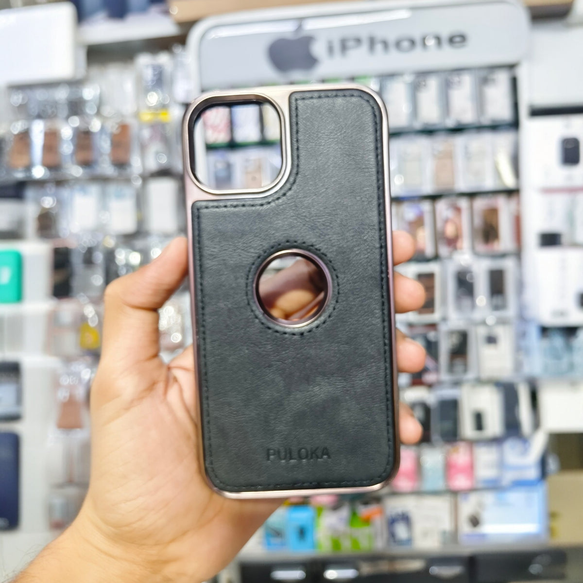 PULOKA Classic Series Premium Leather Case with Logo Display Cutout & Metal Camera Protection