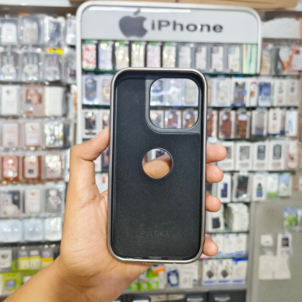 PULOKA Classic Series Premium Leather Case with Logo Display Cutout & Metal Camera Protection
