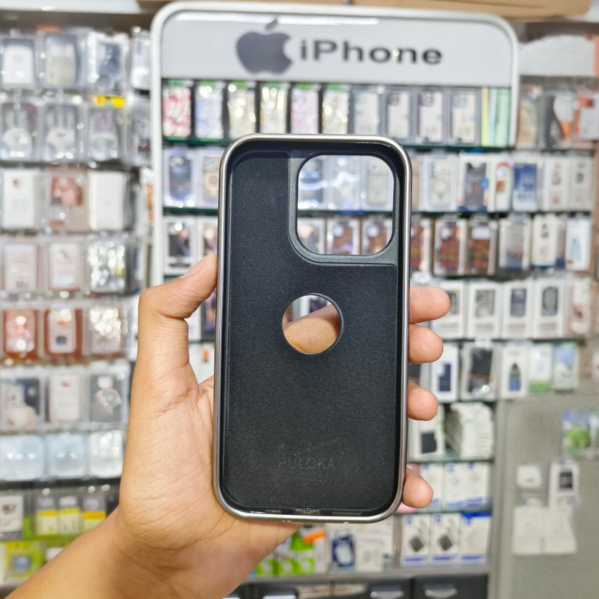 PULOKA Classic Series Premium Leather Case with Logo Display Cutout & Metal Camera Protection