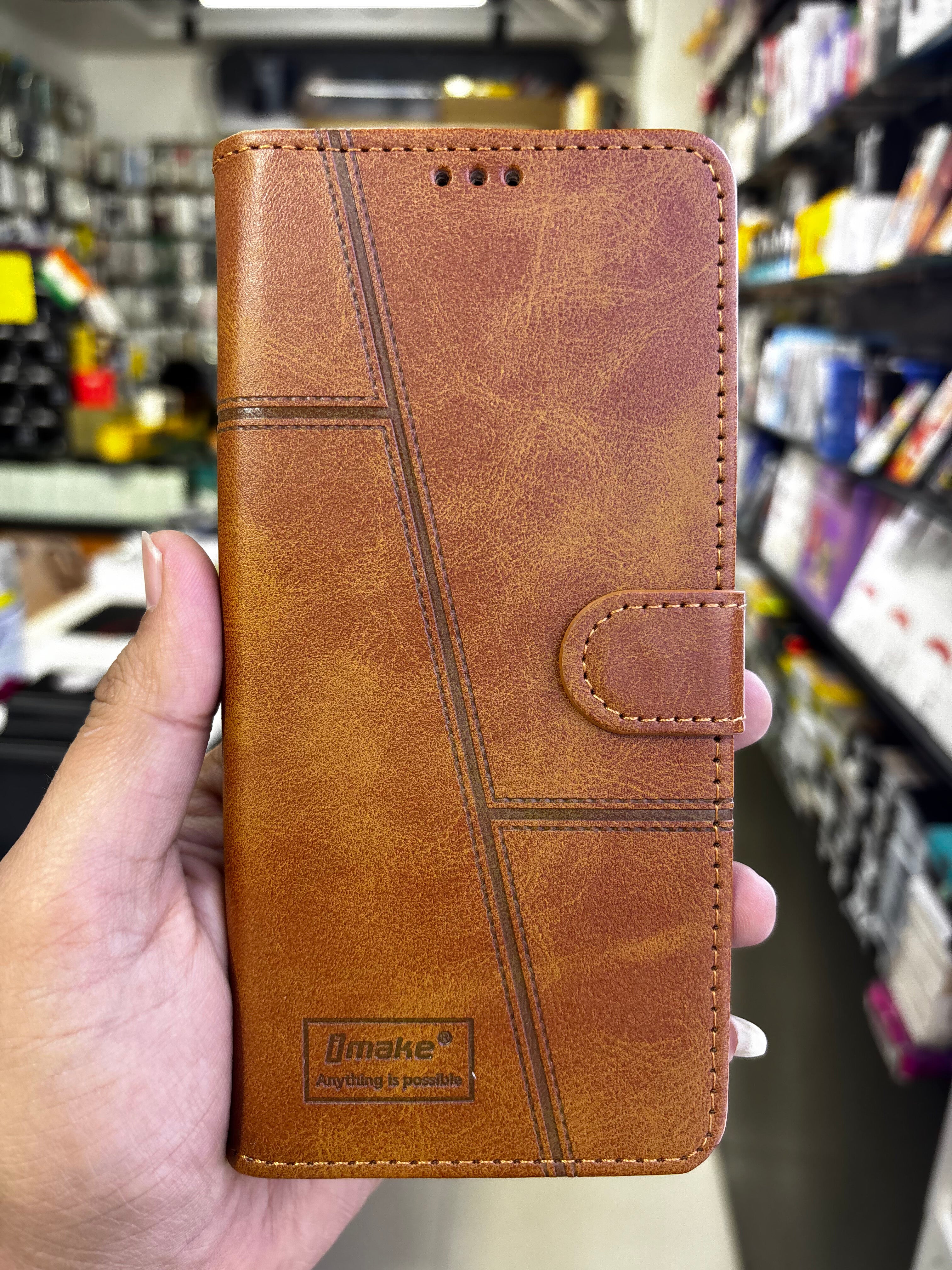 Premium Leather Flip Wallet Case with Card Slots & Stand Support