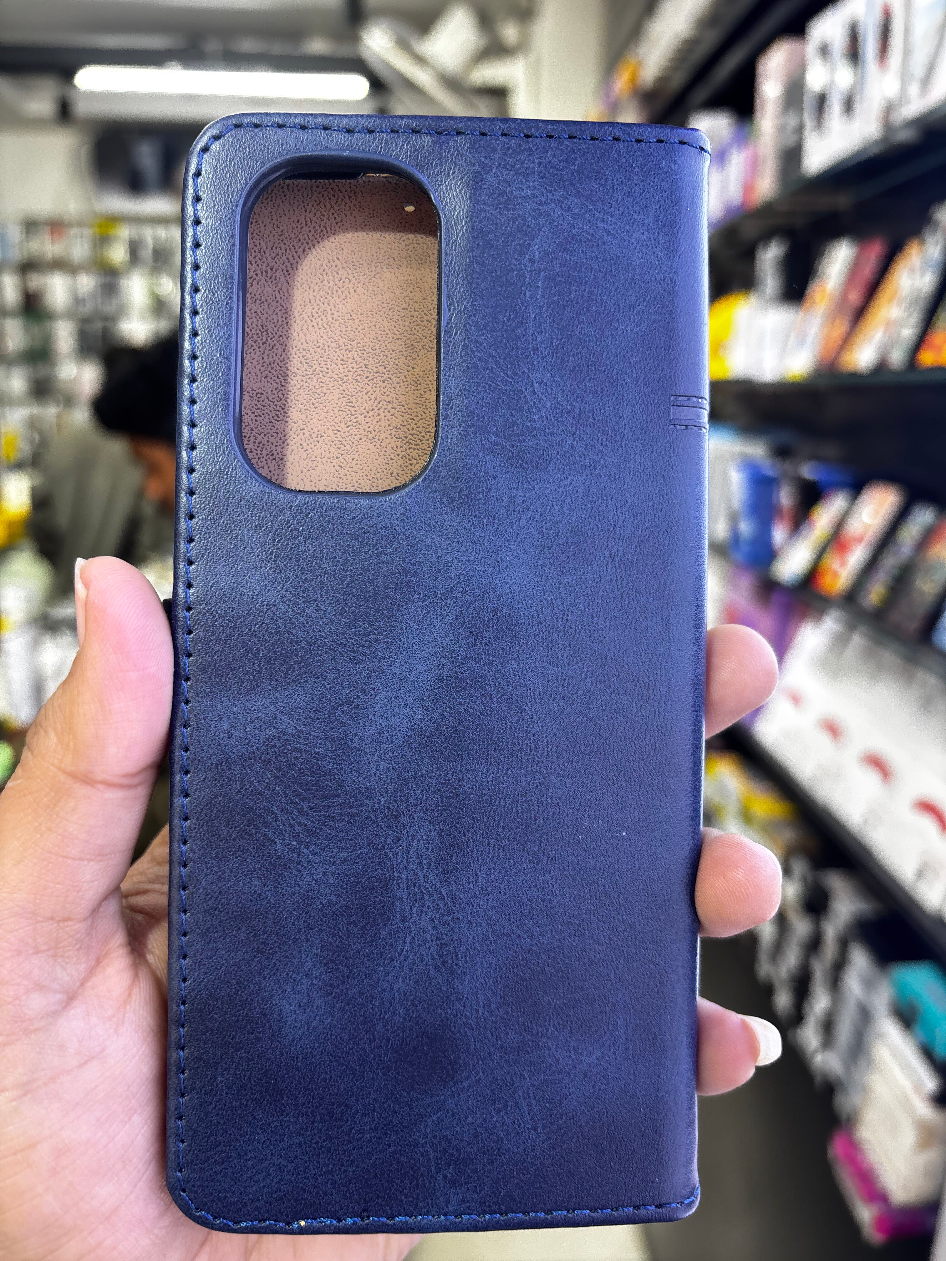 Premium Leather Flip Wallet Case with Card Slots & Stand Support