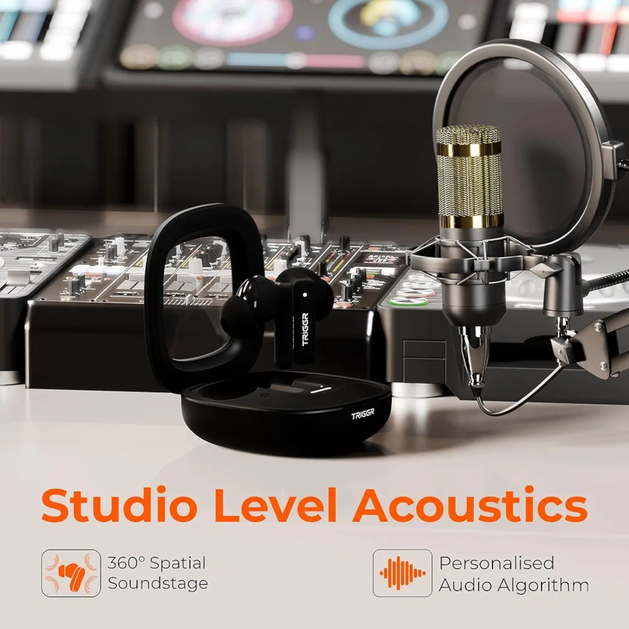 TRIGGR Apex S1 Dual Pairing TWS Earbuds with 100H Battery, Quad Mic ENC, Bluetooth 5.3 & Fast Charging