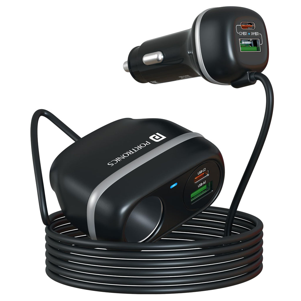Portronics Car Power Trail 111W Car Charger, 4 Port Fast Car Charger