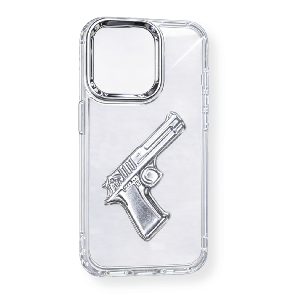 Pistol Gun Design Tranparent Mobile Cover