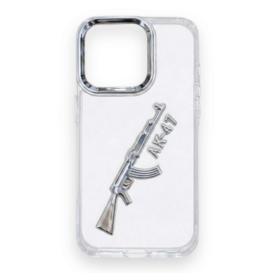 AK47 Gun Design Tranparent Mobile Cover