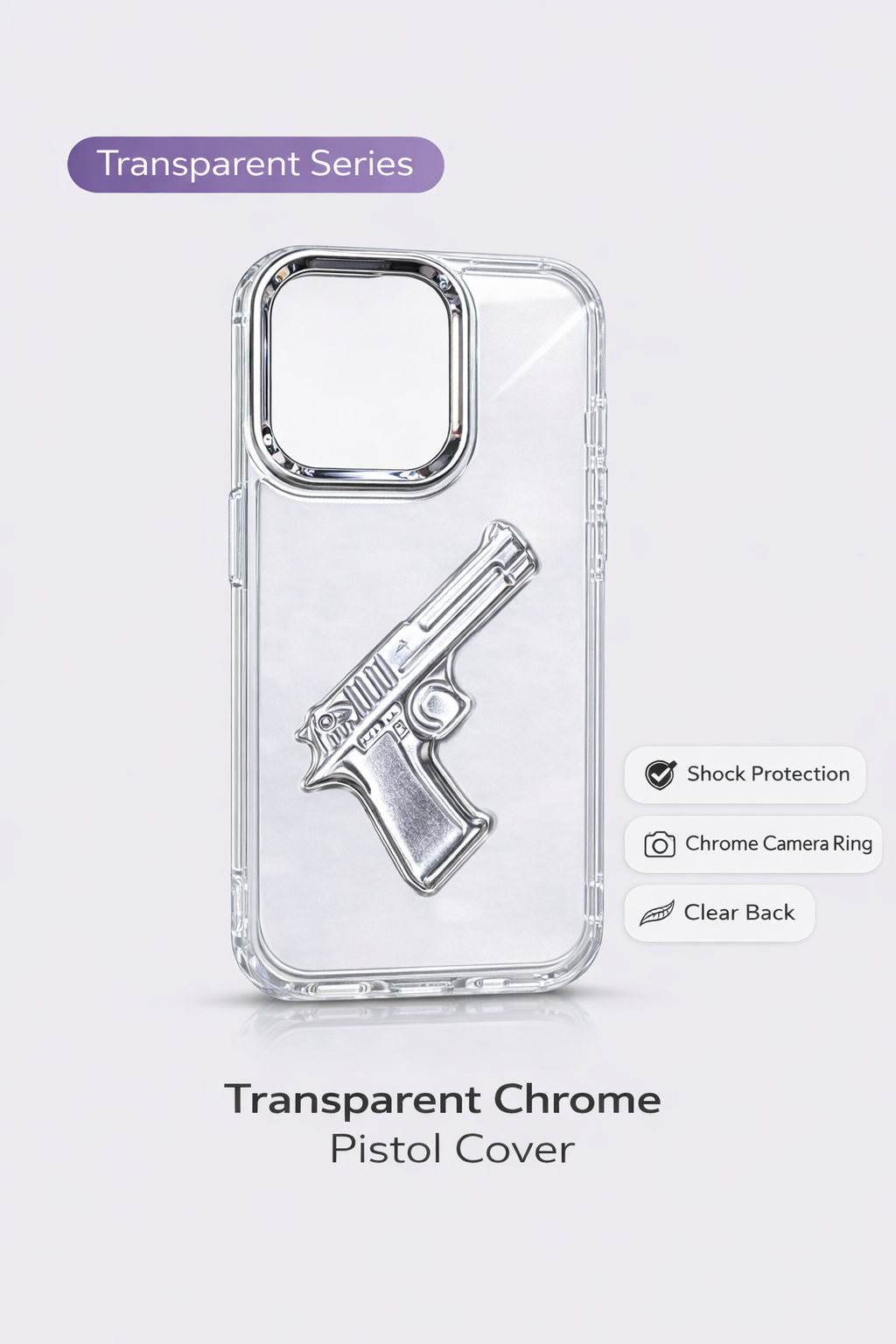Pistol Gun Design Tranparent Mobile Cover