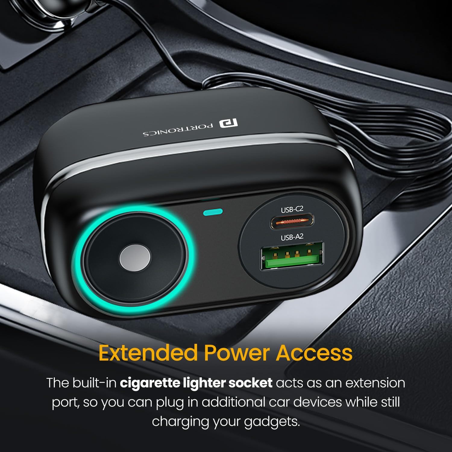 Portronics Car Power Trail 111W Car Charger, 4 Port Fast Car Charger
