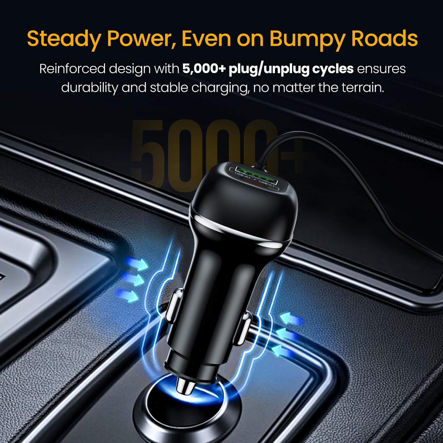 Portronics Car Power Trail 111W Car Charger, 4 Port Fast Car Charger
