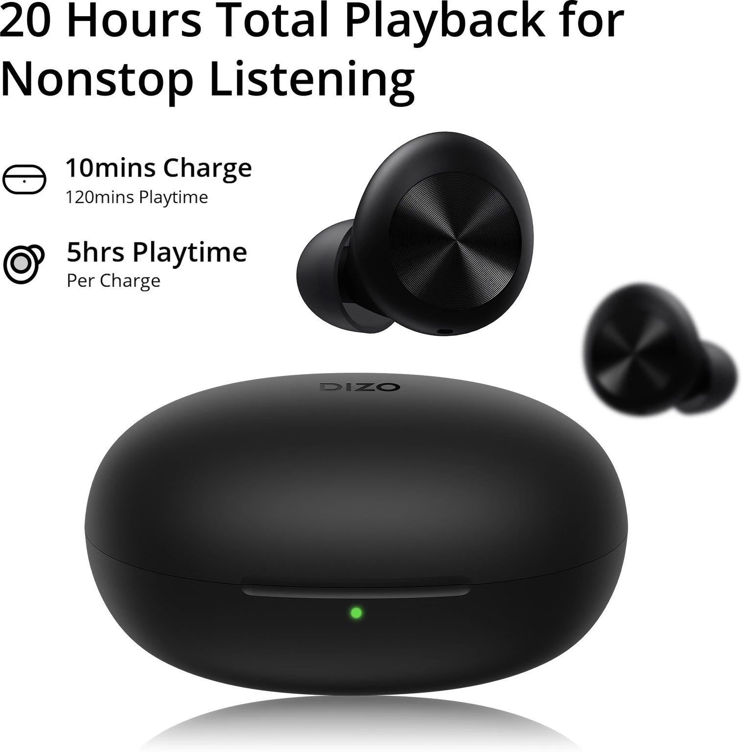 DIZO GoPods D with Enviornment Noise Cancellation black