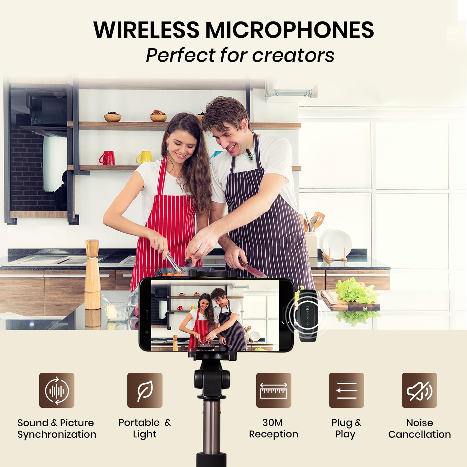 Portronics Dash 7 Ai Omnidirectional Type C Wireless Microphone,