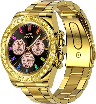 FIRE-BOLTT Blizzard Ultra Smartwatch with Bluetooth Calling (32.5mm HD Display, Water Resistant, Gold Strap)
