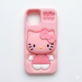 Hello Kitty 3D Cartoon Silicone Back Cover (Pink)