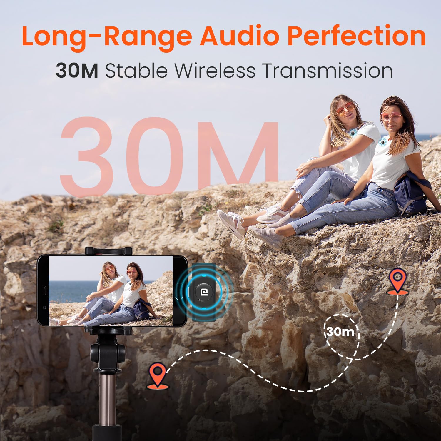 Portronics Vlogmate 3 Dual Wireless Collar Lapel Microphone with ENC Noise Cancellation