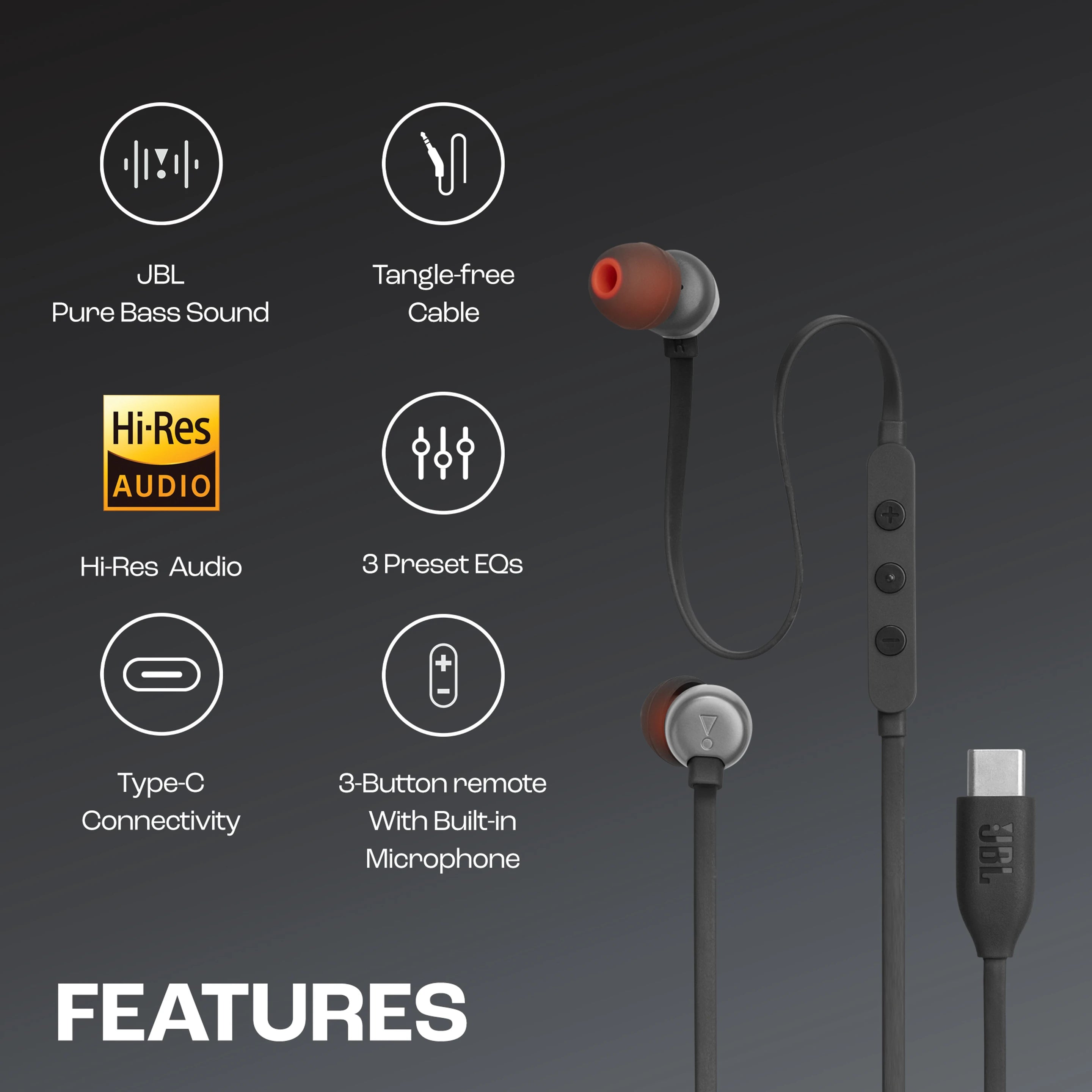 JBL Tune 310 Wired in Ear Type C Headphones