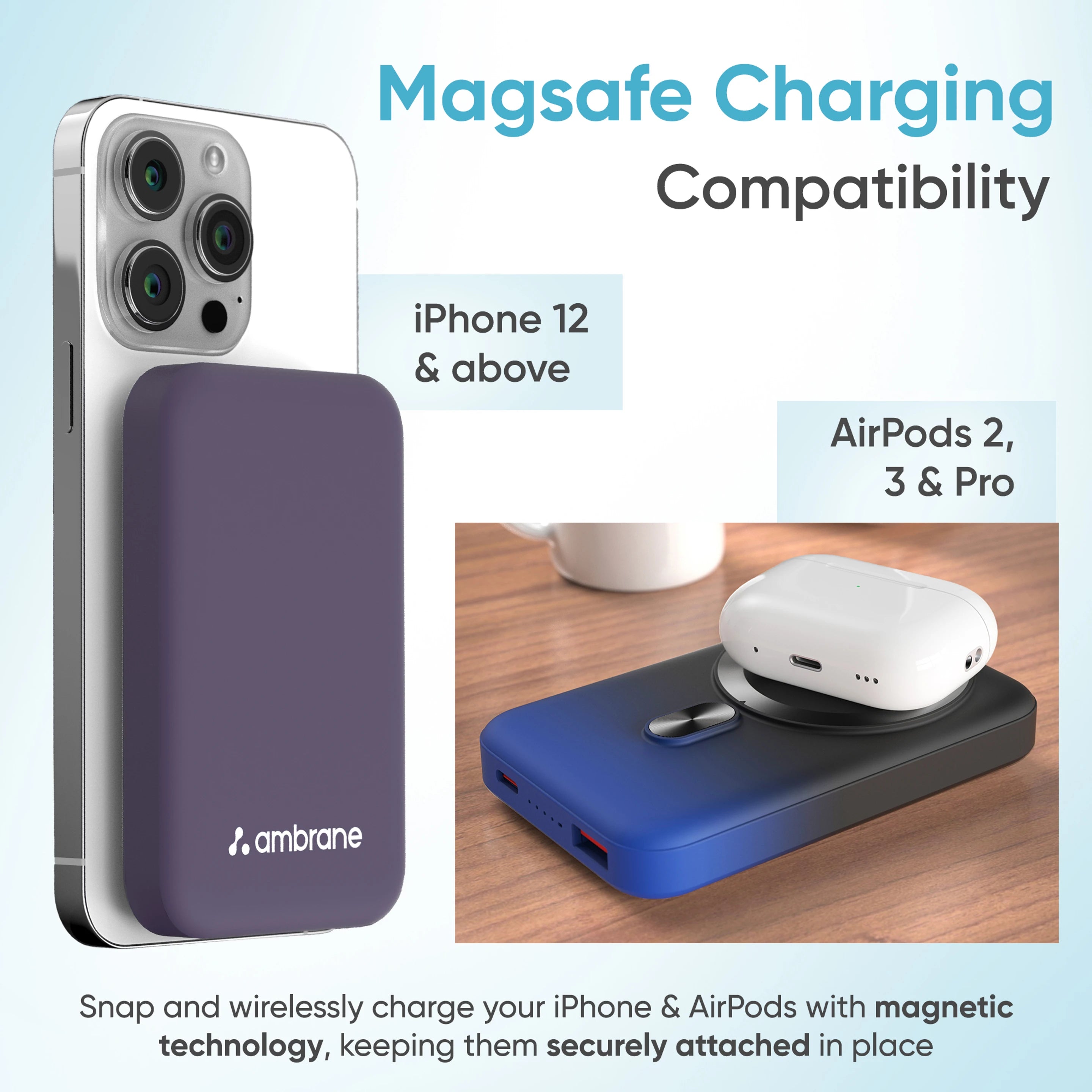 Ambrane 10000mAh 22.5W Wireless MagSafe Power Bank