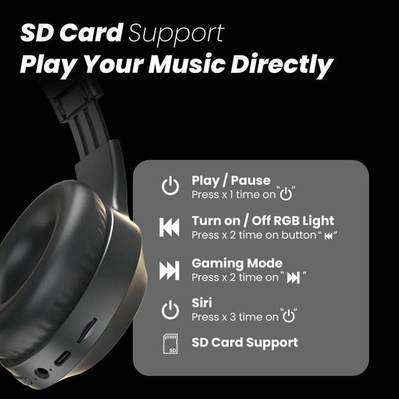 truke Newly Launched BTG 500 Over The Ear Gaming Headphone with 40mm Drivers, 10H of Playtime(Metal Black)