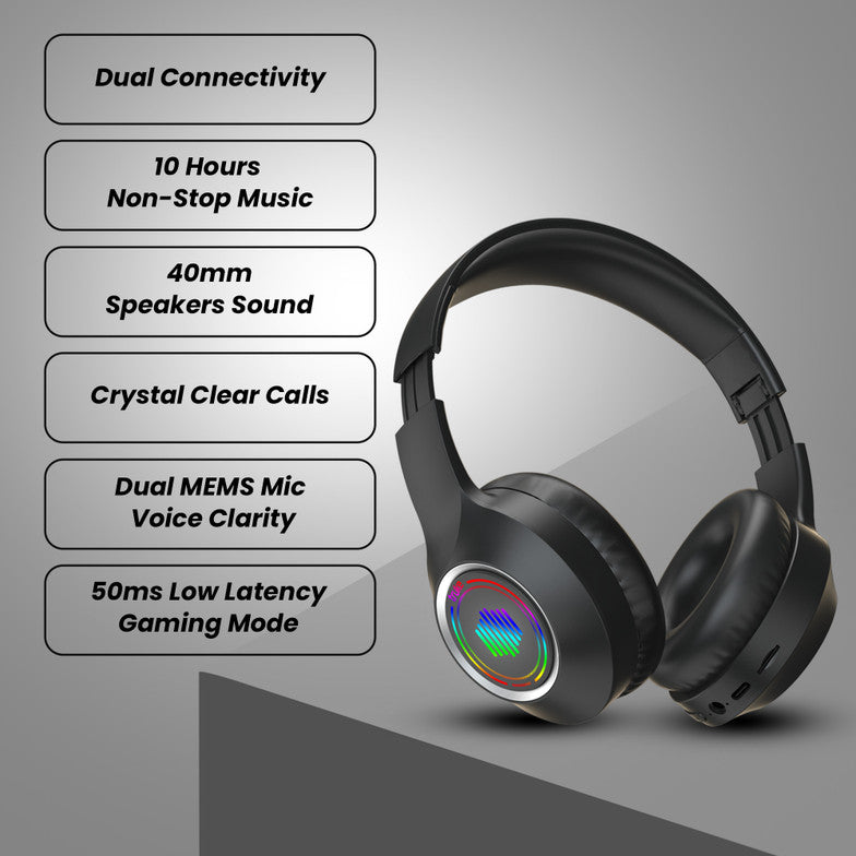 truke Newly Launched BTG 500 Over The Ear Gaming Headphone with 40mm Drivers, 10H of Playtime(Metal Black)