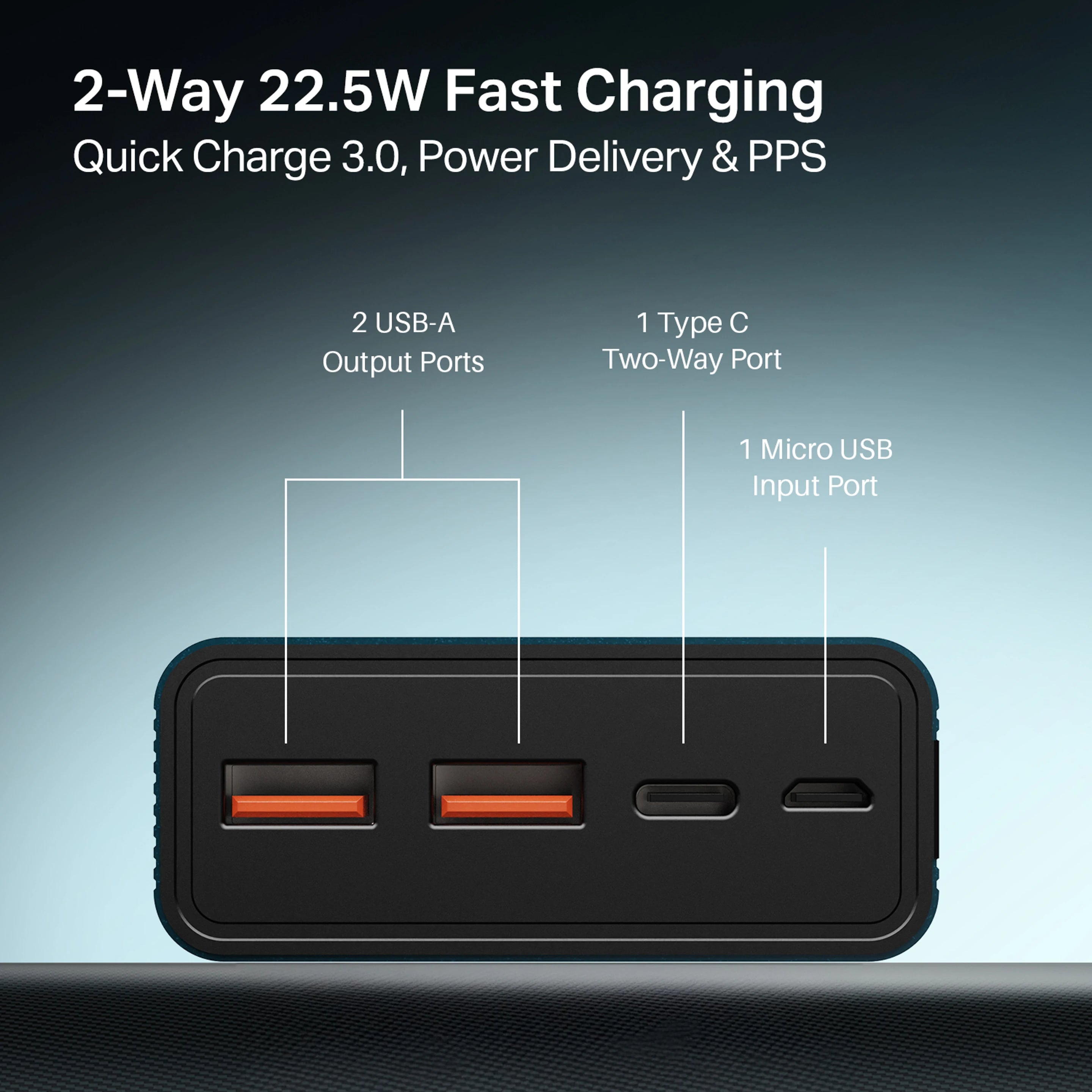 boAt 20000 mAh 22.5W Fast Charging Power Bank (Steel Blue)